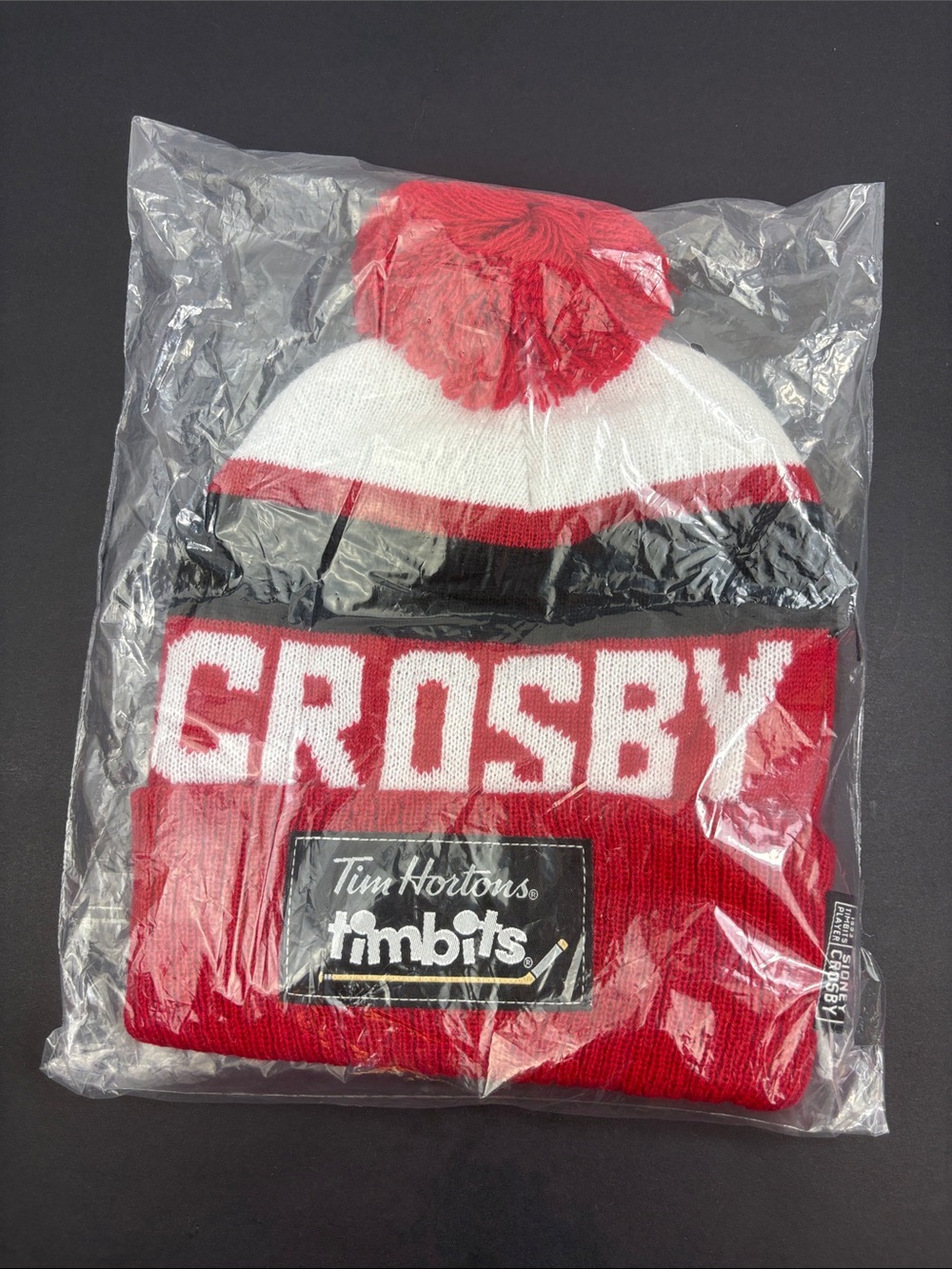 Tim Hortons Timbits Sidney Crosby 87 Knit Toque Hat Beanie Hockey Stick